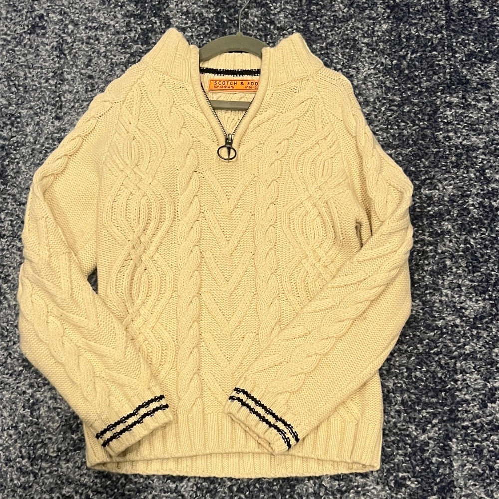 Scotch and soda boys quarter zip cream sweater